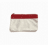 A canvas pencil case featuring a red zip and a cream body, ideal for storing stationery and office supplies.