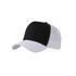 A black and white fashion mesh hat with a solid front and mesh back, featuring a curved brim.