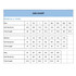 A size chart detailing measurements for men’s, women’s, and kids’ apparel in various sizes.