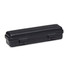 A black protective case with two clips, designed for storing and transporting items securely.