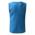 A blue, sleeveless V-neck singlet made from 100% polyester micro mesh, featuring a buttoned design on the front.