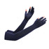Long sleeve sun protective gloves in navy with two open fingers for enhanced grip and dexterity.