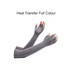 Long sleeve, fingerless gloves in grey with a logo, designed for sun protection.