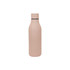 A drink bottle in a soft pink hue with a sleek design and a branded logo.