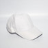 A white Poly Strapback Baseball Cap with a curved brim and vent holes, featuring a logo.