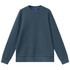 A unisex air-layered crew neck sweater in a deep blue colour. The garment has long sleeves and a relaxed fit.