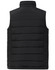 A black insulated puffer vest featuring a 3D cut and a sleek, minimalist design. It has a logo on the front.