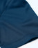 A close-up of a navy blue sustainable jacquard knit polo showing its textured fabric and stitching details.