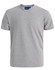 A grey men's premium cotton short sleeve t-shirt with a crew neckline and a logo on the label.