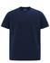 A navy blue men's premium cotton short-sleeve T-shirt, featuring a simple design and logo.