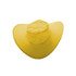 A foldable cowboy hat in bright yellow, designed with a wide brim and a pouch for storage.
