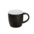 A coffee mug with a matte black exterior and a white interior, featuring a handle and a simple design.
