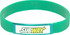 A green silicone wristband featuring a logo insert. Ideal for promotional events and exhibitions.