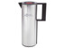 A stainless steel vacuum jug with a black lid and handle, featuring a logo on the side.