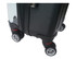 A black wheeled carry-on suitcase featuring four spinner wheels for easy manoeuvrability and a textured finish.