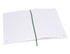 A blank A5 notebook with lined pages, featuring a green elastic closure. It has a simple design with no visible branding.