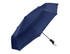 A navy blue fold-up umbrella made from RPET material, featuring a compact design and a logo.