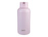 A drink bottle in a soft pink hue, featuring a flip-top lid and a simple logo on the side.