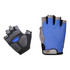 Anti-slip bike gloves in blue and grey featuring a textured palm and fingerless design. Includes a logo on the wrist.