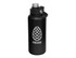 A drink bottle in matte black featuring a screw cap and a logo, designed for keeping beverages secure.