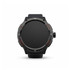 A black smartwatch with a round face, featuring a sleek design and various function buttons. It has a logo on the side.