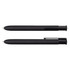 A set of black metal pens, featuring a sleek design and a clip for easy attachment. Branding is visible on the pen.