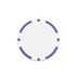 A round poker chip with a white centre and purple edges, featuring a simple design.