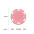 A pink ABS poker chip featuring white accents, measuring 40mm in diameter and 3.3mm thick.