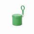 A green Rainsol Pouch with a lid and a carabiner for easy attachment. It features a glossy finish.