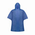 A blue Kira PVC poncho featuring a hood and a loose-fitting design. The poncho includes a branding logo.