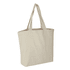 A cream-coloured tote bag with two shoulder straps and a simple design. It features a logo on the side.