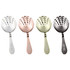 A set of four bar strainers in silver, rose gold, green, and black, featuring a logo on each handle.