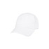 A lightweight cap in white with a rounded crown and a curved brim. It includes a logo on the front.