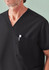 A black unisex pulse V-neck scrub top featuring a chest pocket and a logo.