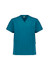 A turquoise unisex V-neck scrub top featuring short sleeves and multiple pockets. The top has a brand logo.