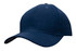 A navy cotton twill cap featuring a curved peak and a logo on the front.
