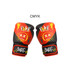 Vibrant red and black kids boxing gloves featuring playful graphics and branding elements.