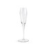 A tulip-shaped champagne glass in clear glass, featuring a slender stem and an elegant design.