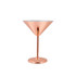 A stainless steel martini goblet with a shiny rose gold finish and a smooth white interior. It has a sturdy base.