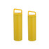 A drink bottle duo in bright yellow, featuring a sleek stainless steel design and a convenient handle.