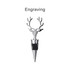 A drink bottle wine stopper featuring a silver deer head design with antlers and a black rubber base.
