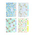 Four expandable file folders in pastel colours, featuring floral patterns. Each folder has a tab for easy organisation and a logo.