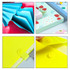 Expandable file folders in blue, pink, and yellow, featuring various designs and closure mechanisms. Includes a logo.