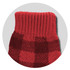 Knitted gloves in red and dark red checkered pattern, featuring a ribbed cuff. Includes a logo.
