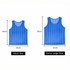A blue mesh training bib featuring two sizes: Adult and Extra Large, with measurements indicated.
