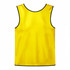 A yellow training bib made of 100% polyester, featuring a black trim and a simplistic design.