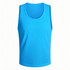 A bright blue, sleeveless training bib made of 100% polyester micro mesh with a logo.