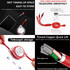 A red 3-in-1 retractable charging cable with a compact design, featuring a clear casing and multiple connection options.