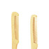 A natural small bamboo comb with handle, featuring a light golden colour and a simple design.