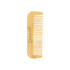 A mixed-tooth bamboo comb in a natural light wood colour, featuring a branding logo on the side.